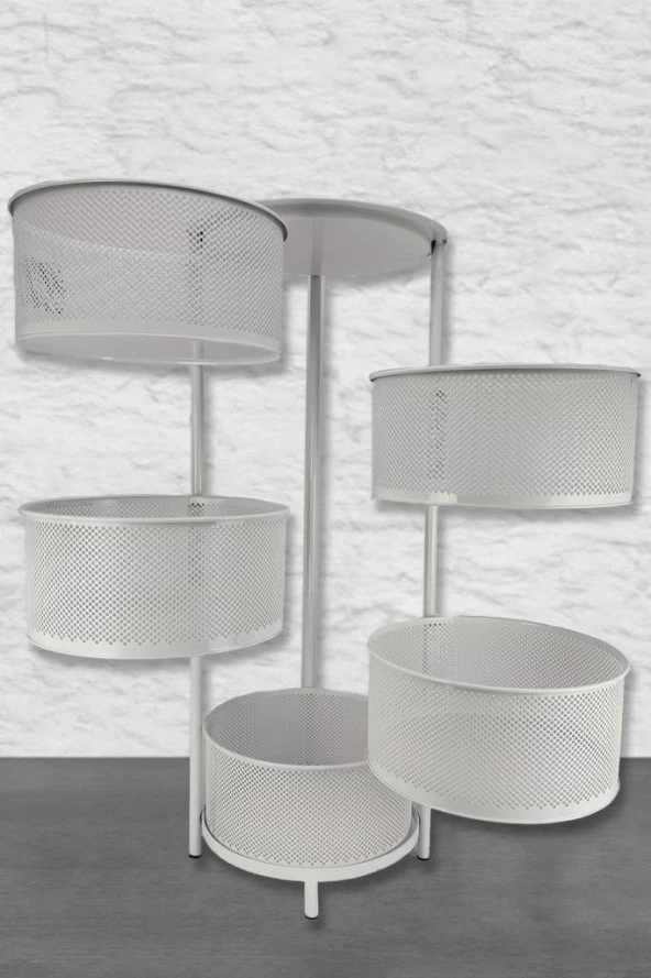 Digithome Metal Çok Amaçlı 5 Katlı Patates Soğan Sepeti Sebzelik Beyaz – 1056 - 4