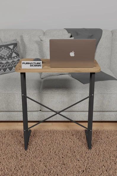 Metal Ayaklı Laptop Sehpası Kahvaltı Masası Çalışma Sehpası Atlantik Çam 60x35 - 3