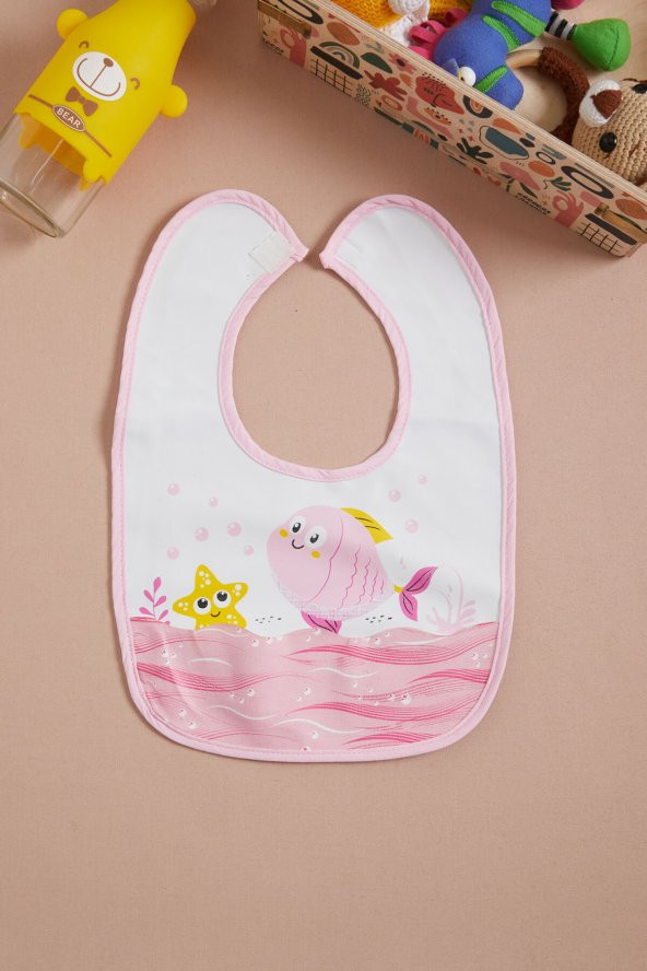Pembe Balık Baskılı Cepli Çocuk Önlük 16112