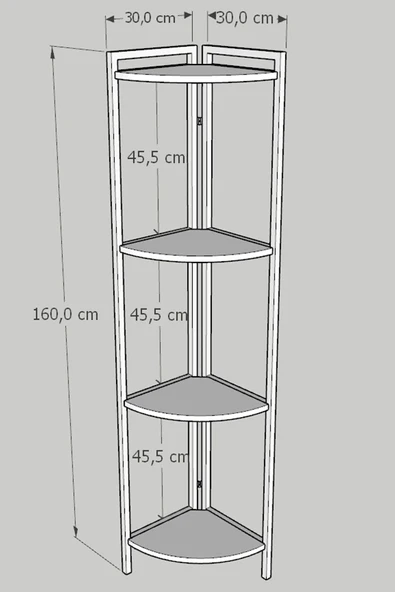 Metal Köşe Raf 4 Katlı Dekoratif Üçgen Raf Beyaz - 3