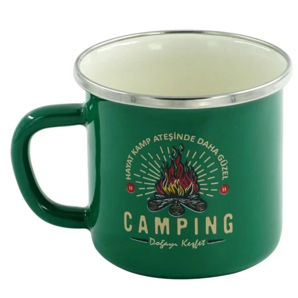 Orcamp Retro Emaye Kupa Bardak Yeşil Camping 330 cc