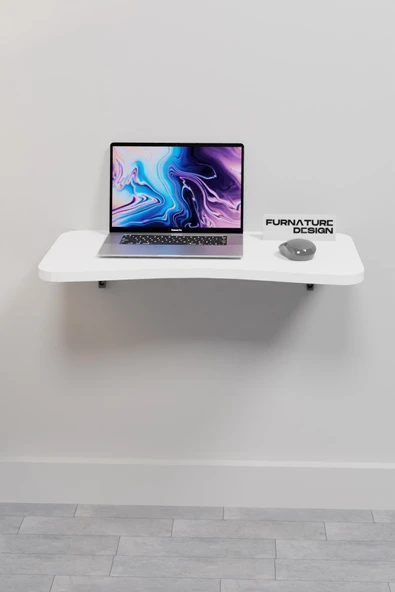 Katlanabilir Duvar Masa 60x35 Cm Duvara Monte Beyaz Renk Kırma Bilgisayar Mutfak Masası - 2