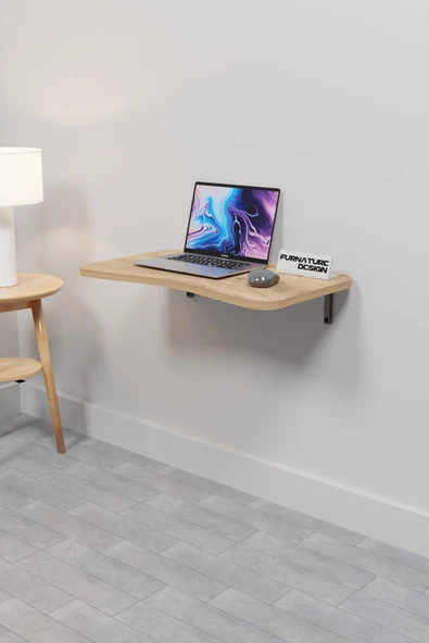 Katlanabilir Duvar Masa 60x35 Cm Duvara Monte Kırma Bilgisayar Atlantik Çam Renk Mutfak Masası