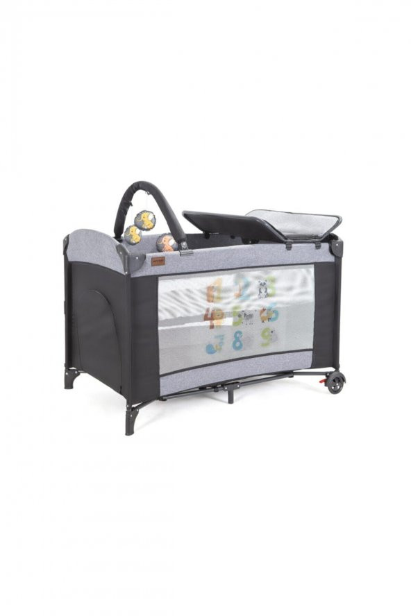 Mofy Baby Number Anne Yanı Oyun Parkı Beşiği Açık Gri