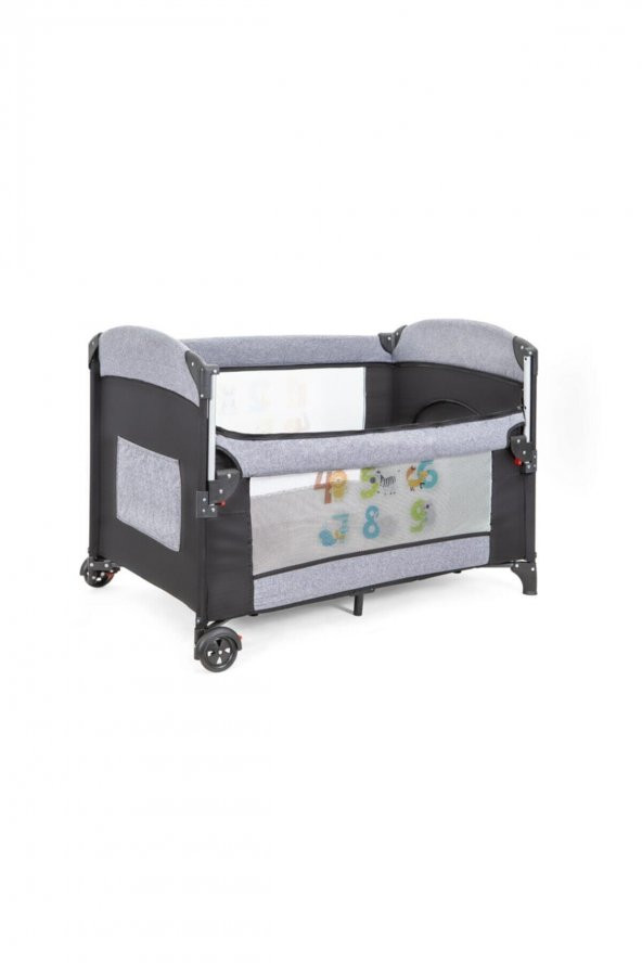 Mofy Baby Number Anne Yanı Oyun Parkı Beşiği Açık Gri - 2