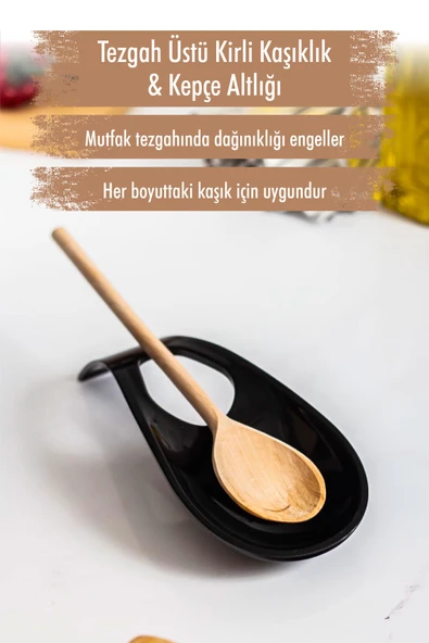 Akrilik Siyah Tezgah Üstü Kirli Kaşıklık & Kepçe Altlığı ürün görseli 1