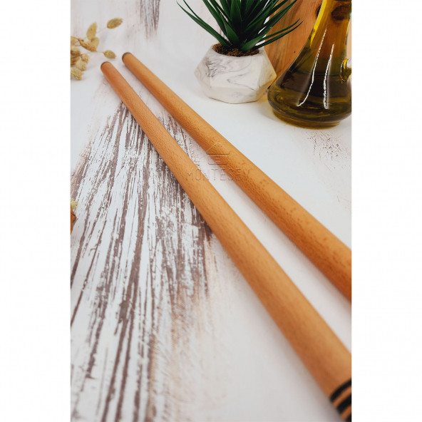 Ahşap Oklava Hamur Açma Oklavası Hamur Şekillendirici 2 li Set ( 60 lık ve 80 lik) - 3