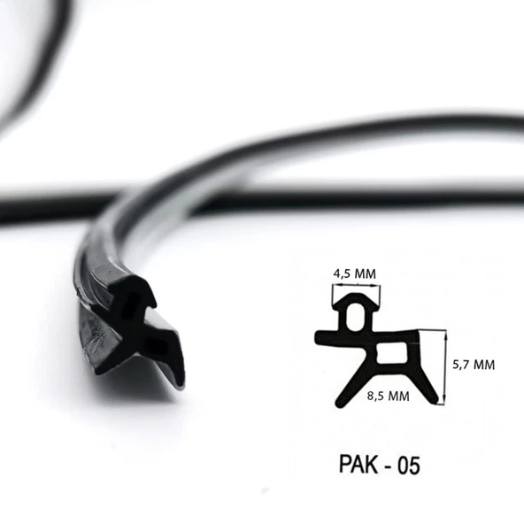 Contacall Pak-05 Siyah Kauçuk Yağlı Pvc Kapı Pencere Conta Fitili Tüm Pencerelere Uyumlu 5 Metre - Resim 3