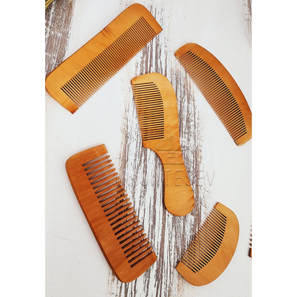 Doğal Ağaç Ahşap Tarak Seti 6 Lı Set - 3