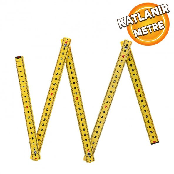 Kırma Plastik Katlanır Okul Ofis Pratik Basit Metre Sarı (1 METRE)