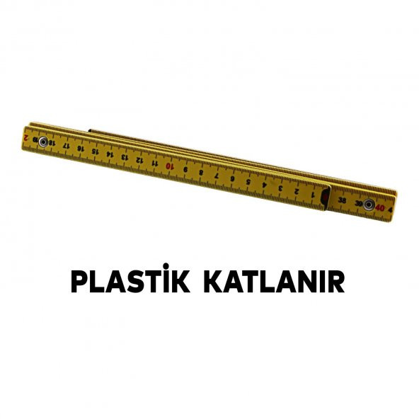 Kırma Plastik Katlanır Okul Ofis Pratik Basit Metre Sarı (1 METRE) - 3