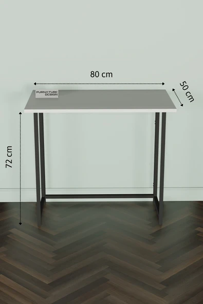 Katlanır Çalışma Masası 50 X 80 Cm Bilgisayar Laptop Mutfak Beyaz - 5