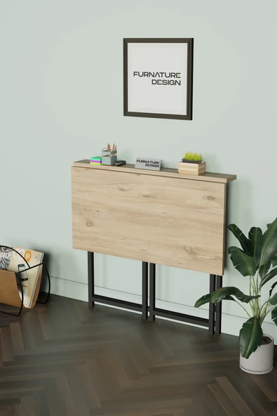 Katlanır Çalışma Masası 50 X 80 Cm Bilgisayar Laptop Mutfak Katlanır Masa Atlantik Çam - 3