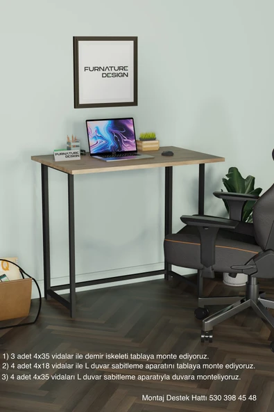 Katlanır Çalışma Masası 50 X 80 Cm Bilgisayar Laptop Mutfak Katlanır Masa Atlantik Çam - 2