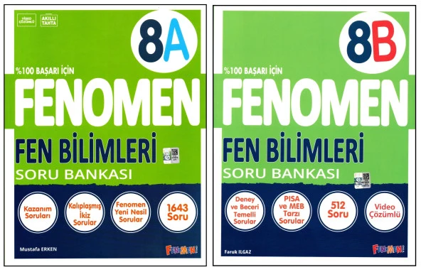 Fenomen 8. Sınıf LGS Fen Bilimleri (A)+(B) Soru Bankası 2 Kitap