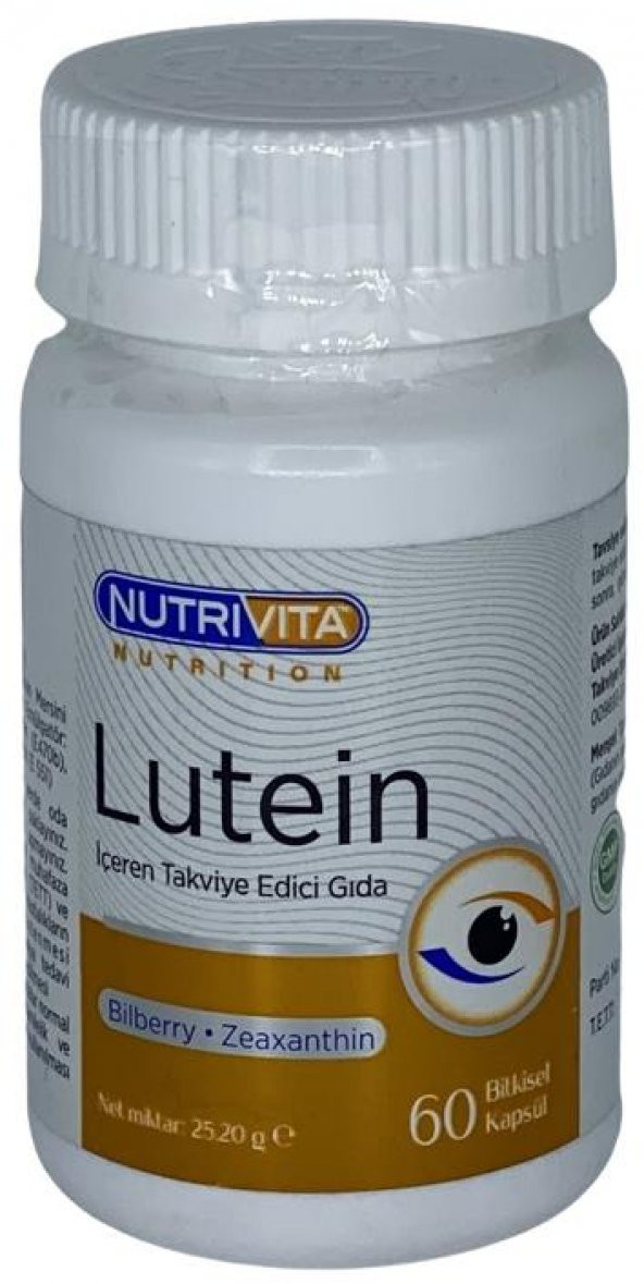 Nutrivita Nutrition Lutein 60 Bitkisel Kapsül Bilberry Zeaxathin Yaban Mersini Zeaksantin