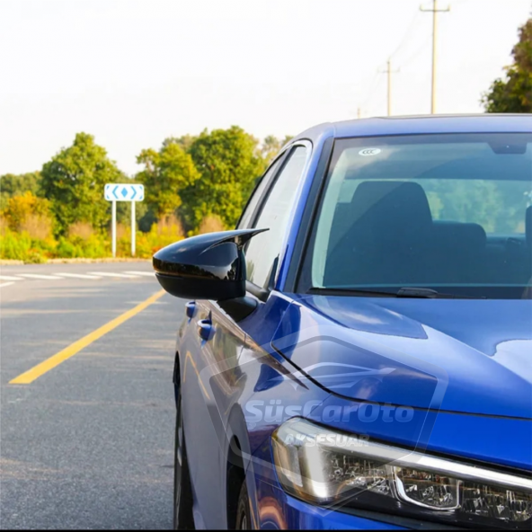 Honda Civic FE 2022 Sonrası Uyumlu Batman Yarasa Ayna Kapağı Piano Black ABS Plastik - Resim 3