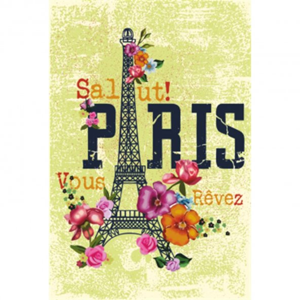 Paris Eyfel Kulesi Retro Ahşap Poster