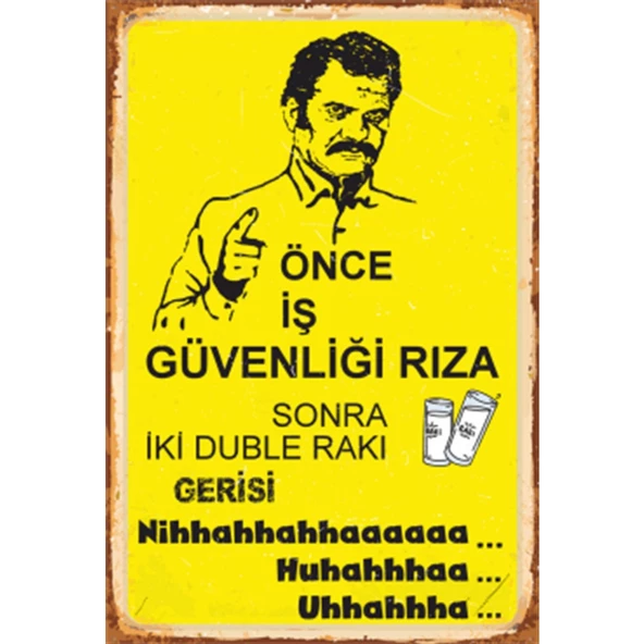 Önce İş Güvenliği Rıza Retro Ahşap Poster