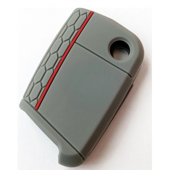 VOLKSWAGEN GOLF POLO T-CROS T-ROC TAIGO TIGUAN CADDY SİLİKON ANAHTAR KILIF (GRİ) - Resim 2