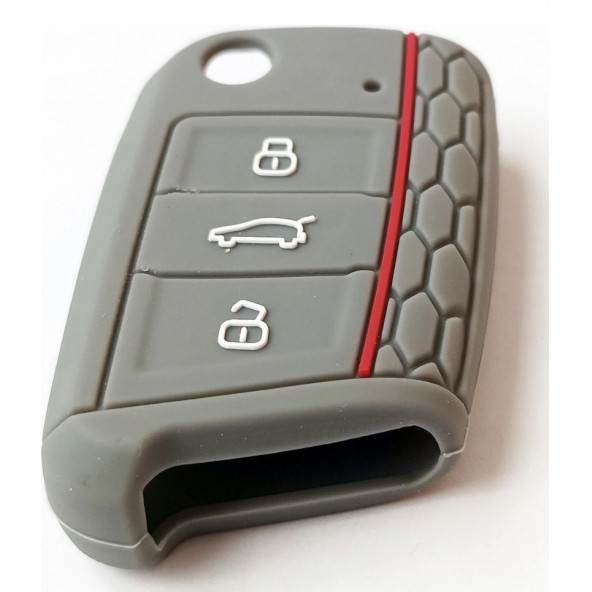 VOLKSWAGEN GOLF POLO T-CROS T-ROC TAIGO TIGUAN CADDY SİLİKON ANAHTAR KILIF (GRİ) - Resim 4