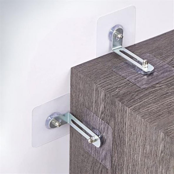 BUFFER® Deprem İçin Ultra Dayanıklı Çivisiz Duvarı Delmeden Ayarlanabilir Eşya Sabitleyici Aparat - 5