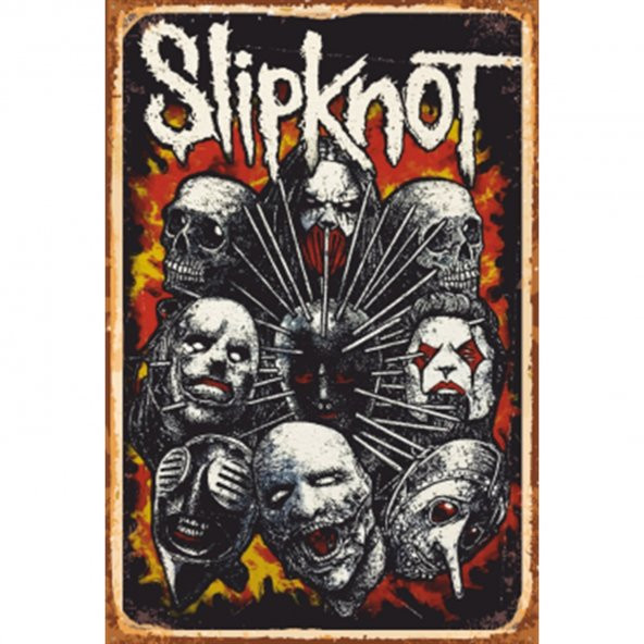 Slipknot Rock Müzik Retro Ahşap Poster