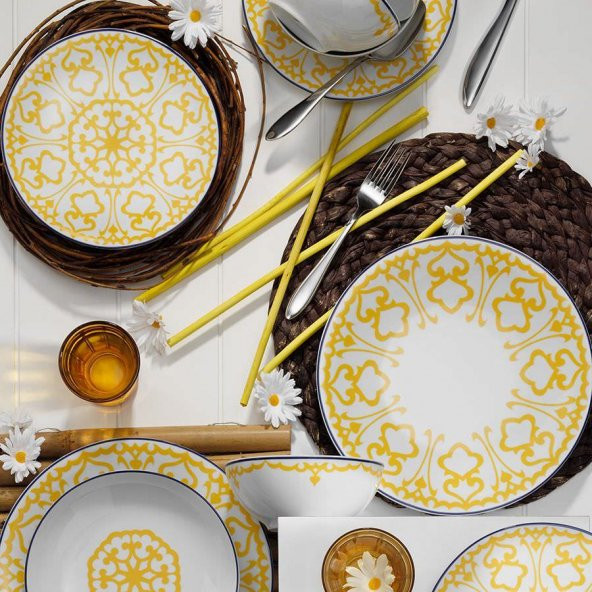 Kütahya Porselen 59665 Zeugma 24 Parça Yemek Takımı-Sarı - 2