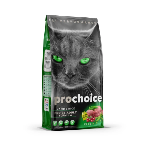 Pro Choice Pro 36 Kuzu Etli ve Pirinçli 15 kg Yetişkin Kedi Maması