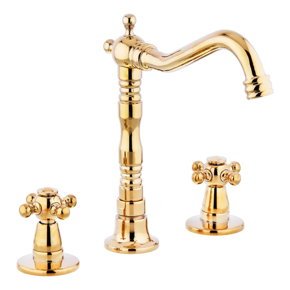 FKN LPD Koç 3 Delikli Altın Lavabo Bataryası