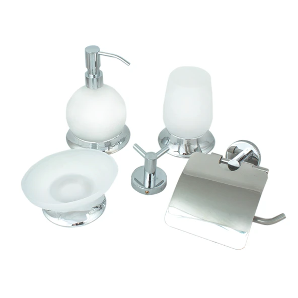 FKN Krom Buzlu Camlı Tombik Sıvı Sabunluk - Resim 2