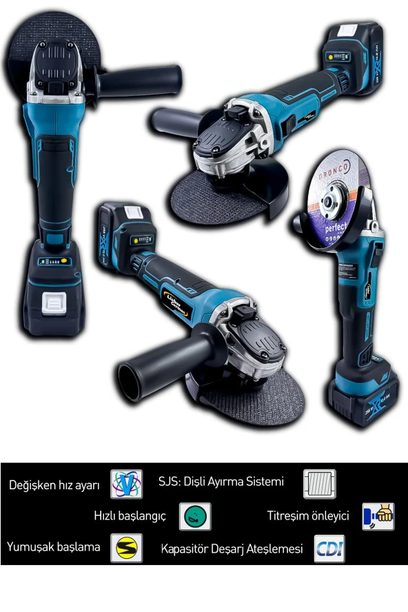 Lieber German 4 Lü Mutheşem Set 21 V 3 Ah 3 X Akü Kırıcı Delici+ Somun Sıkma Sökme+Taşlama+Darbeli Matkap - 6