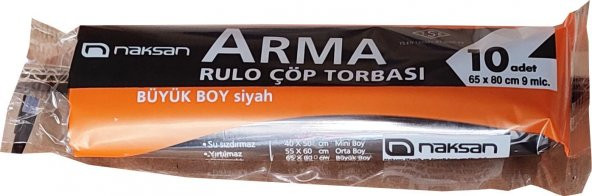 Arma Standart Büyük Boy 50 Litre Çöp Torbası Poşeti / 65 x 80 Cm - Siyah - 10 Adetlik 10 Rulo - Resim 4