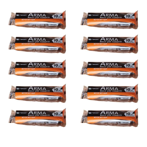 Arma Standart Büyük Boy 50 Litre Çöp Torbası Poşeti / 65 x 80 Cm - Siyah - 10 Adetlik 10 Rulo