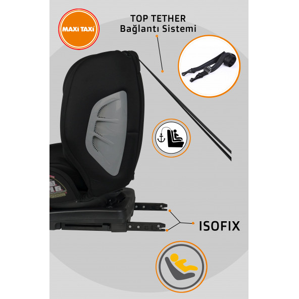 Maxi Taxi Safe Travel 0-36 Kg 360 Dönebilen Isofix Oto Koltuğu Siyah - 3