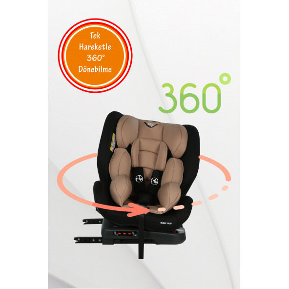 Maxi Taxi Safe Travel 0-36 Kg 360° Dönebilen Isofix Oto Koltuğu Krem - 3
