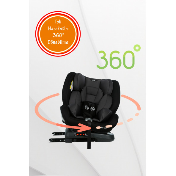 Maxi Taxi Safe Travel 0-36 Kg 360° Dönebilen Isofix Oto Koltuğu Gri - 3