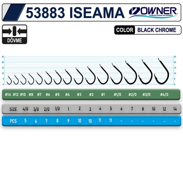 Owner 53883 Iseama Black Chrome Çupra Mercan Sazan Olta İğnesi - 3