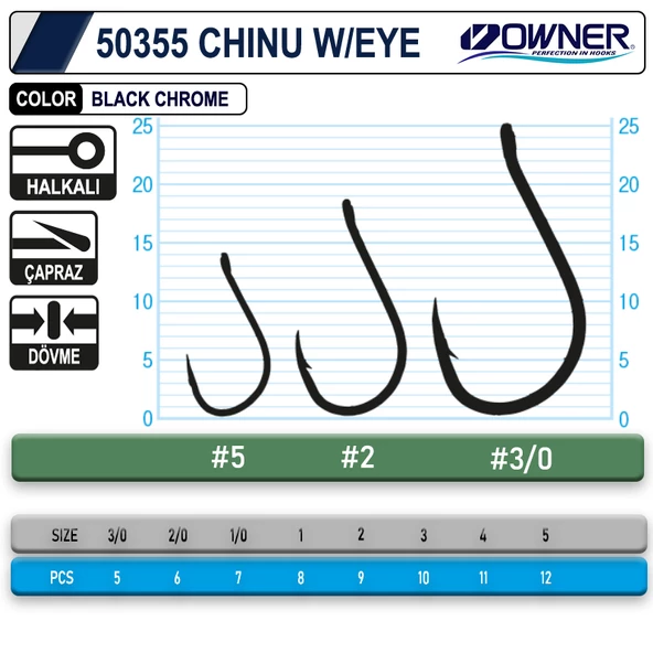 Owner 50355 Chinu W/ Eye Gun Olta İğnesi Black Chrome - 3
