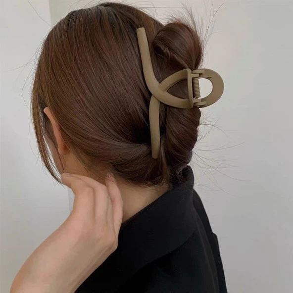 Mandal Toka İthal Ürün Fiyonk Büyük Boy 13 cm Mat Vizon Saç Tokası - 2