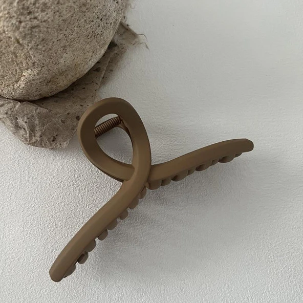 Mandal Toka İthal Ürün Fiyonk Büyük Boy 13 cm Mat Vizon Saç Tokası - 4