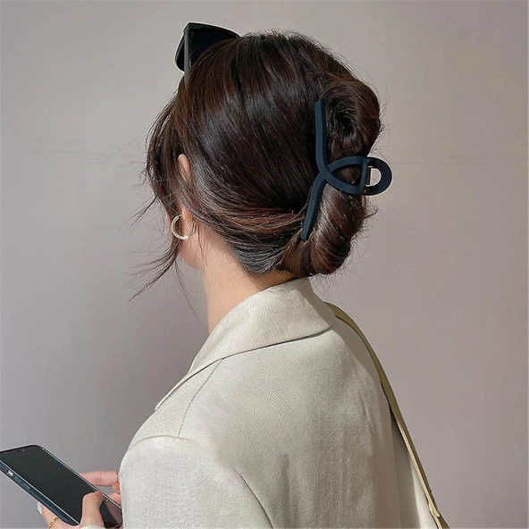 Mandal Toka İthal Ürün Fiyonk Büyük Boy 13 cm Mat Siyah Saç Tokası - 3