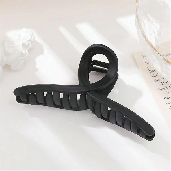 Mandal Toka İthal Ürün Fiyonk Büyük Boy 13 cm Mat Siyah Saç Tokası - 4