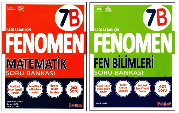 Fenomen 7. Sınıf Matematik (B)+Fen Bilimleri (B) Soru Bankası 2 Kitap