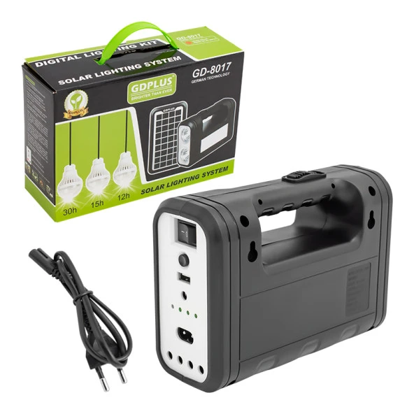 Powermaster Solar Güneş Enerji Panelli 3 Ampullü Kamp Lambası Aydınlatma Powerbank Özellikli Çoklu Şarj Kablolu - 3