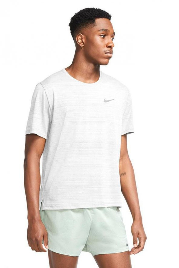 Nike M Df Miler Top Ss CU5992-100 Beyaz Erkek Regular Fit Tişört