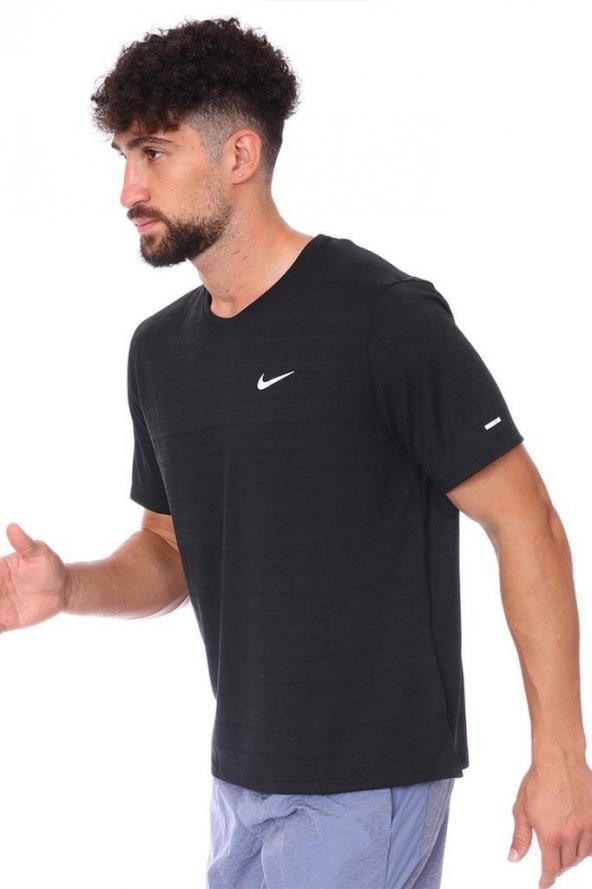 Nike M Df Miler Top Ss CU5992-010 Siyah Erkek Regular Fit Tişört