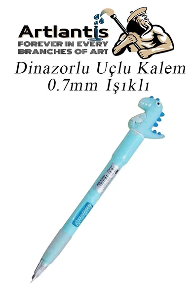 Işıklı Dinazor Uçlu Kalem 0.7 1 Adet Dinazor Başlıklı Versatil Kalem Süslü Silikonlu Hediyelik Kalem - 3