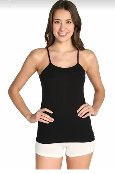 TUTKU 0135 BAYAN RİBANA İP ASKILI ATLET 6 ADET  M GRİ - Resim 2