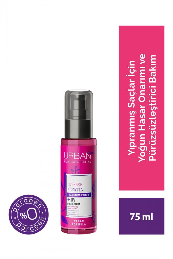 Urban Care Intense Keratin Aşırı Yıpranmış Saçlara Özel Saç Bakım Serumu-vegan-uv Koruma-75 ml